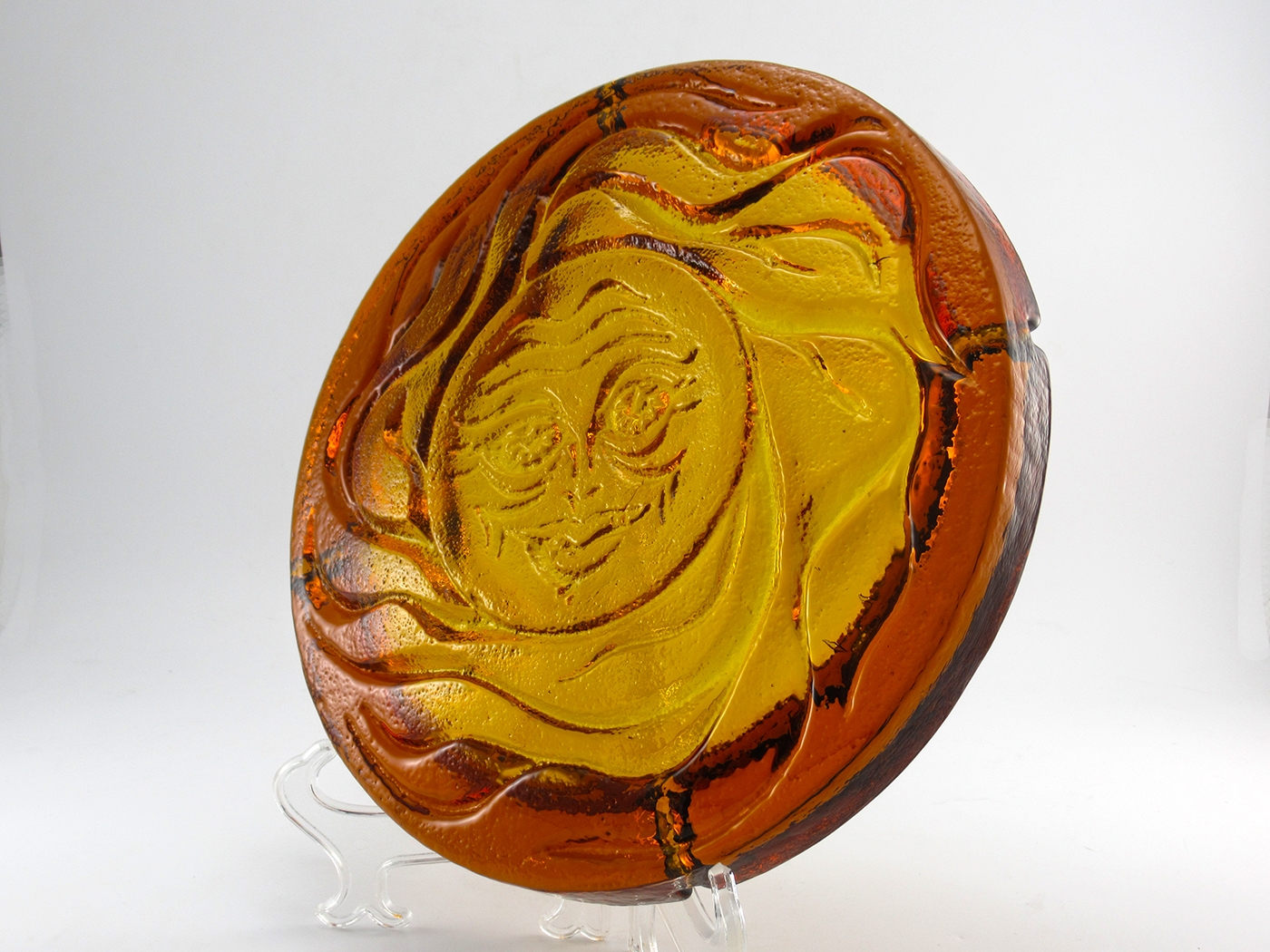 Huge Blenko Glass Sun Face Heavy Patio Ashtray - Image 5