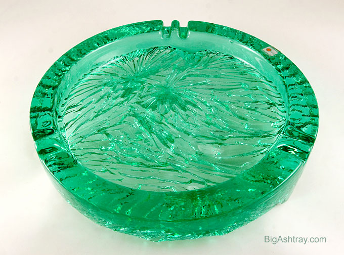 Huge Blenko Vaseline Green Party Ashtray with Sticker - Image 2