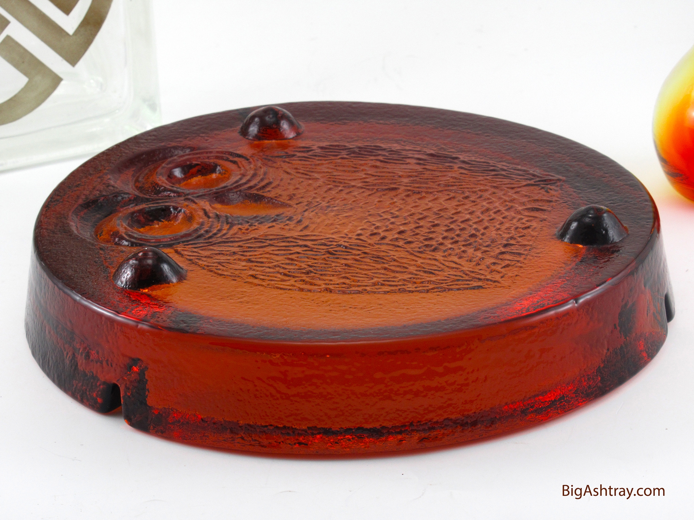 Huge Ghost Owl Ashtray by Blenko Art Glass in Amber - Image 4