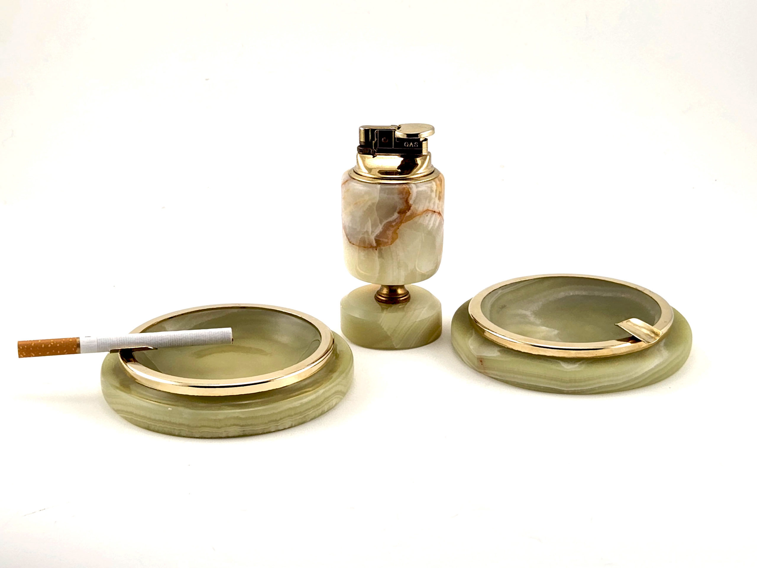 Vintage Italian Marble Ashtray Set with Matching Working Lighter - Image 5