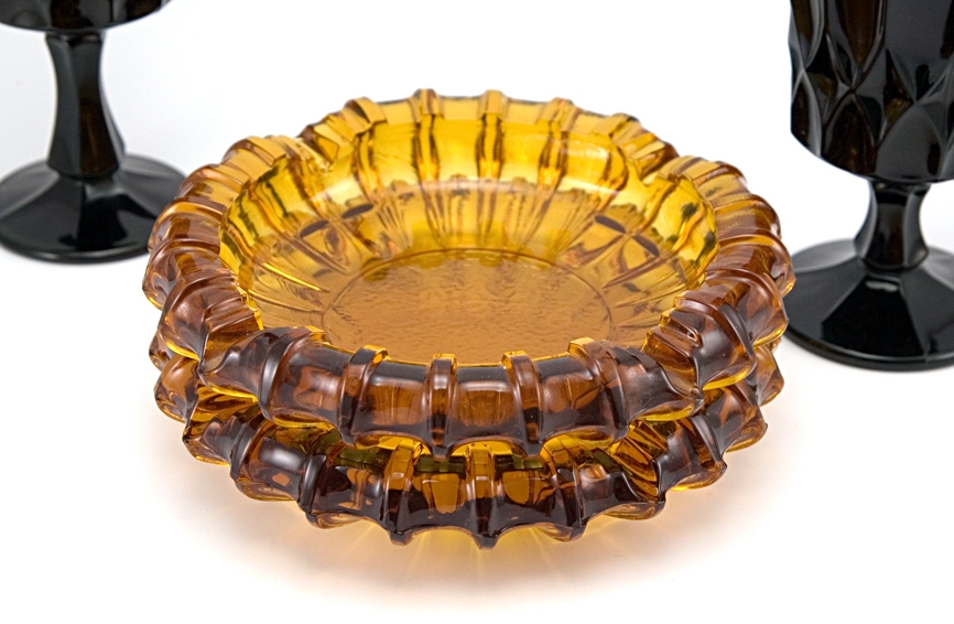 1940's Elegant Glass Ashtray Set by Fostoria