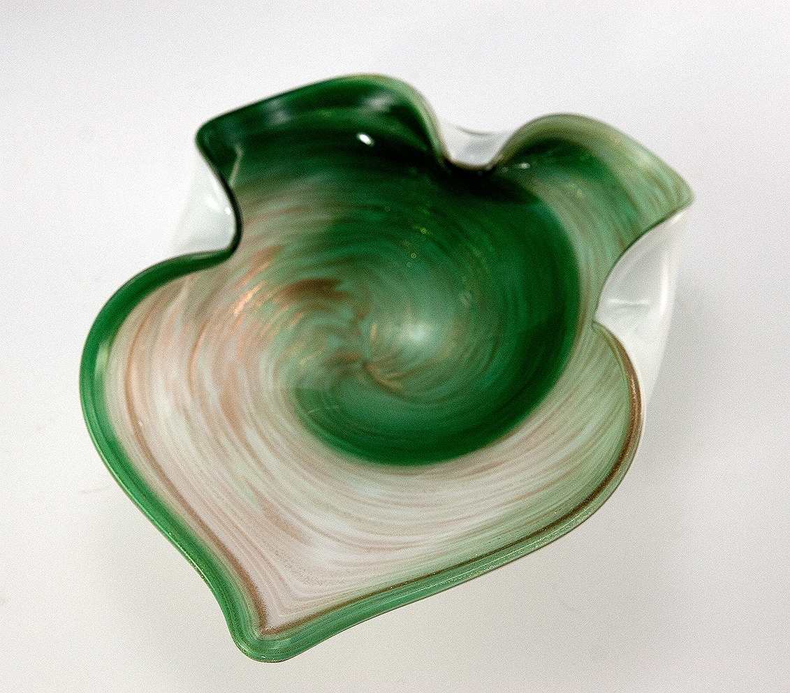 Murano Art Glass Ashtray with Copper Aventurine