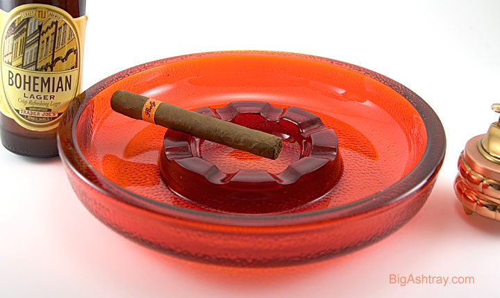 Immense Tangerine Art Glass Ashtray - Image 2
