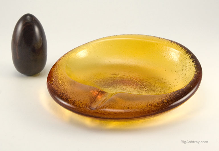 Large Slumped Amber Cigar Ashtray by Imperial Glass USA