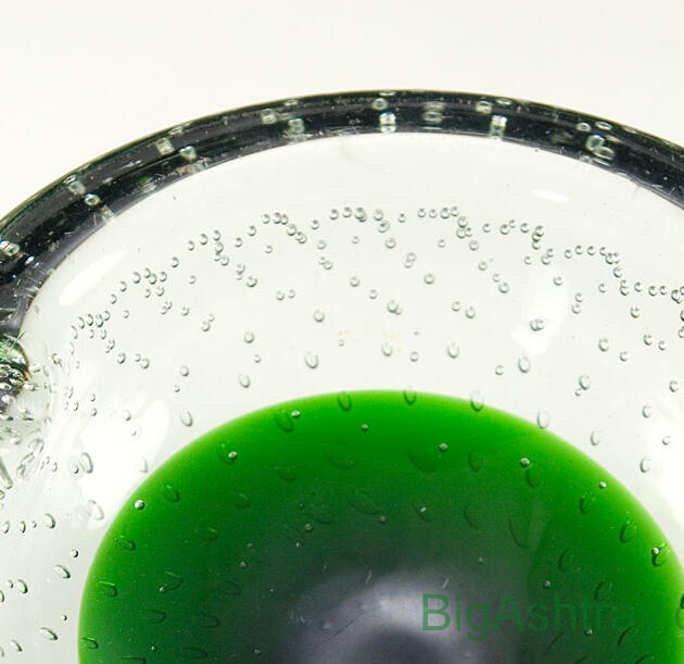 Mid-Century Murano Glass Ashtray Ink Spot and Internal Bubbles