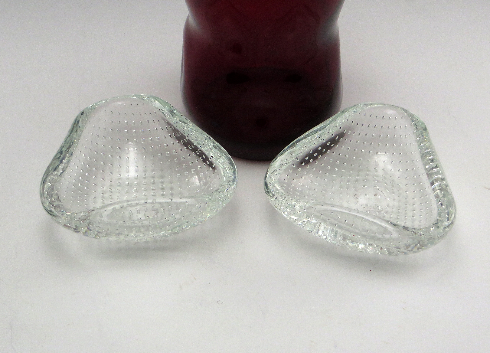 Petite Venini Art Glass Ash Bowls Precision Diamond Bubbles - Image 4