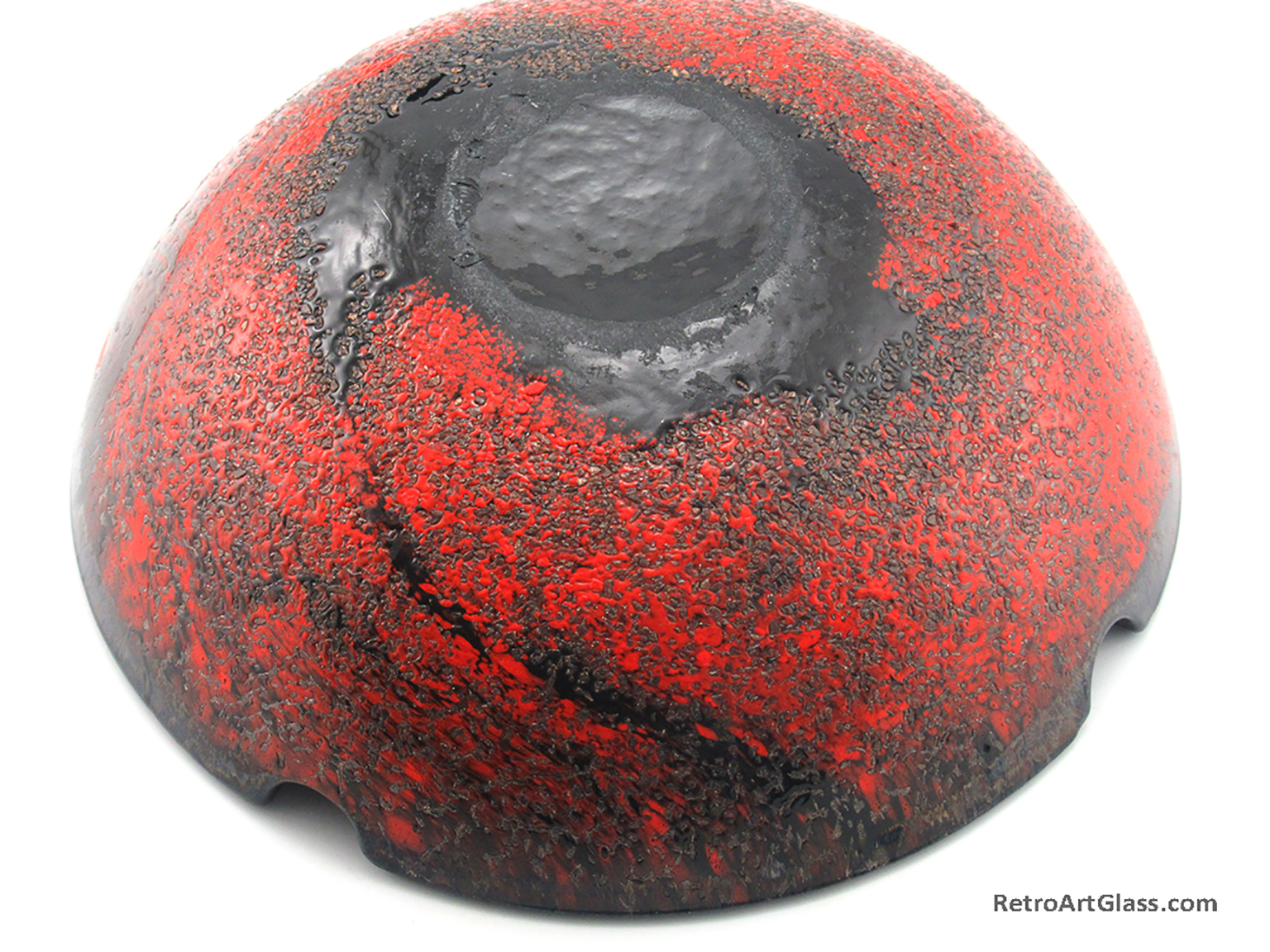 Barbaric Style Black, Red and Aventurine Art Glass Ashtray - Image 2