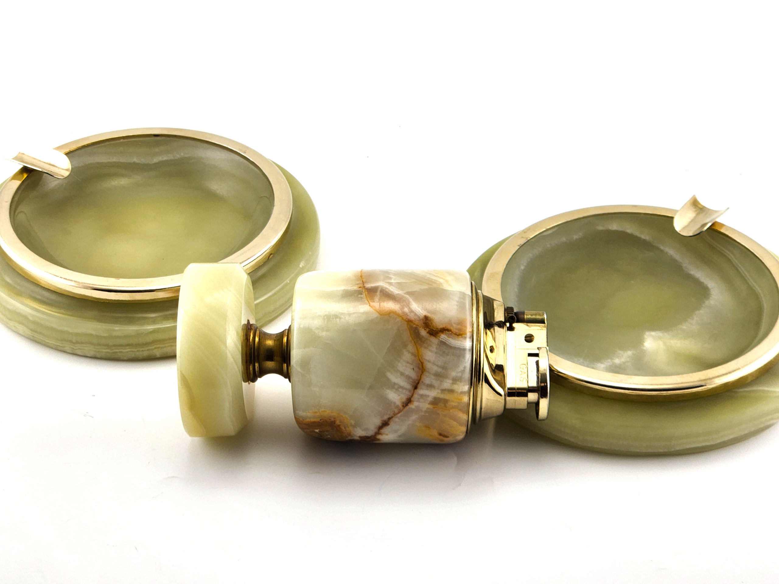 Vintage Italian Marble Ashtray Set with Matching Working Lighter - Image 4