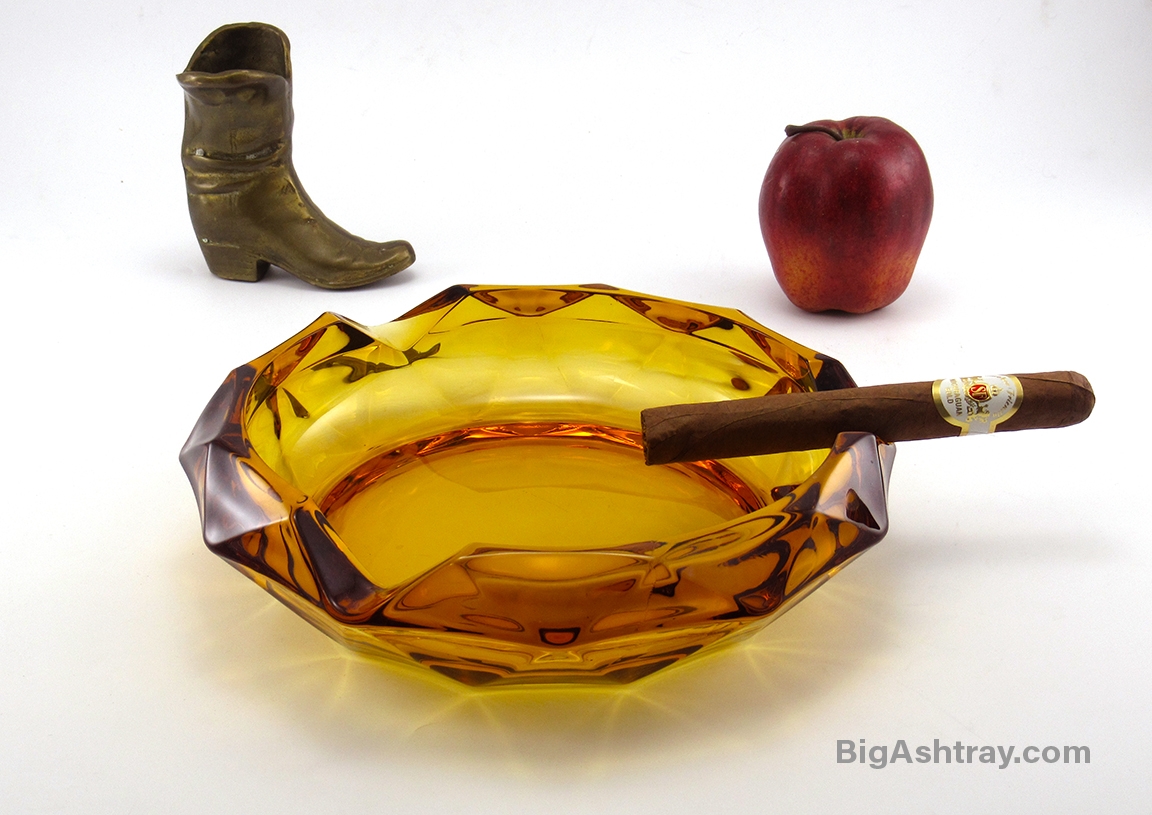 Large Cigar Ashtray Vintage Amber Glass by Viking USA
