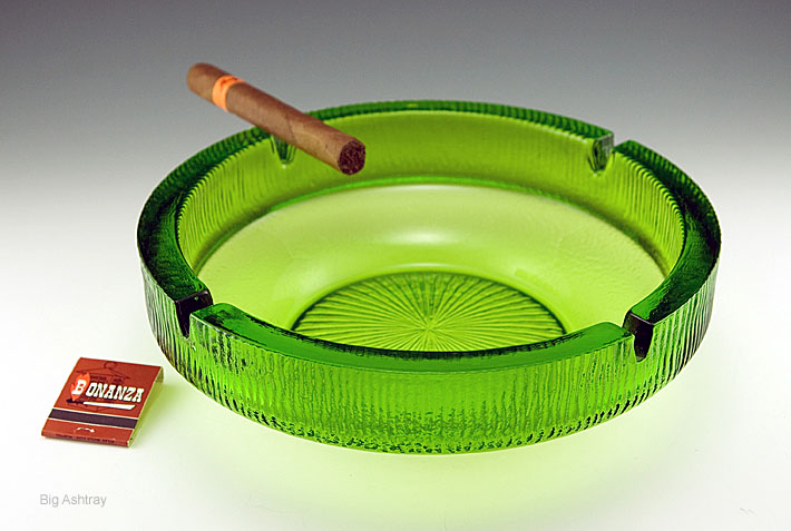 Big Green Party Ashtray Vintage Glass