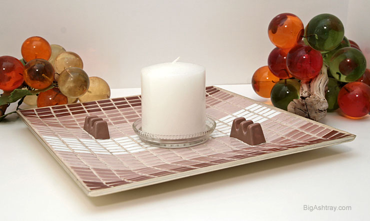 Large Outdoor Ashtray with Inlaid Tile and Raised Rests - Image 2
