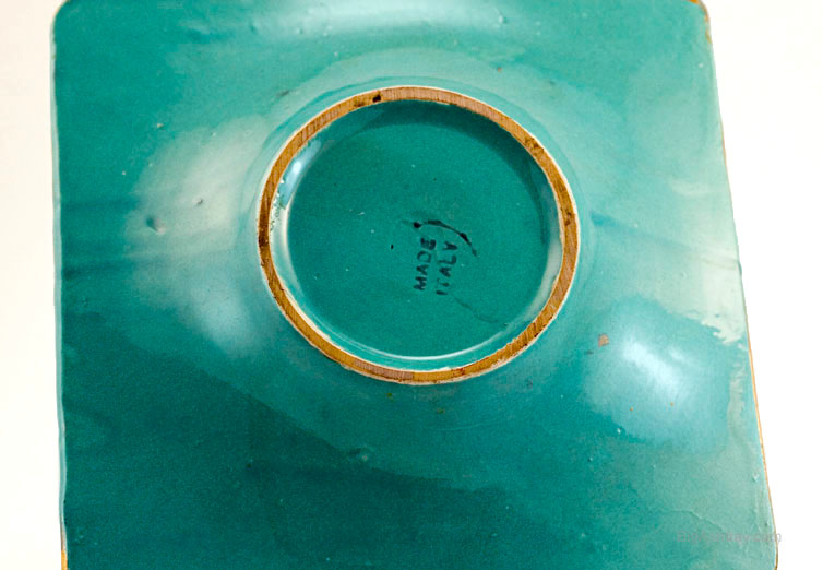 Large Turquoise and Gold Ceramic Ashtray Made in Italy - Image 3