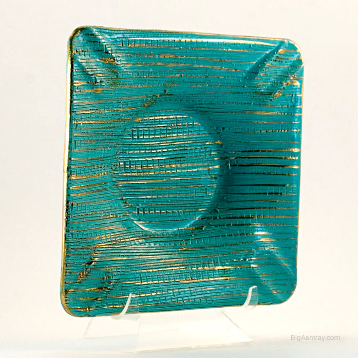Large Turquoise and Gold Ceramic Ashtray Made in Italy - Image 2