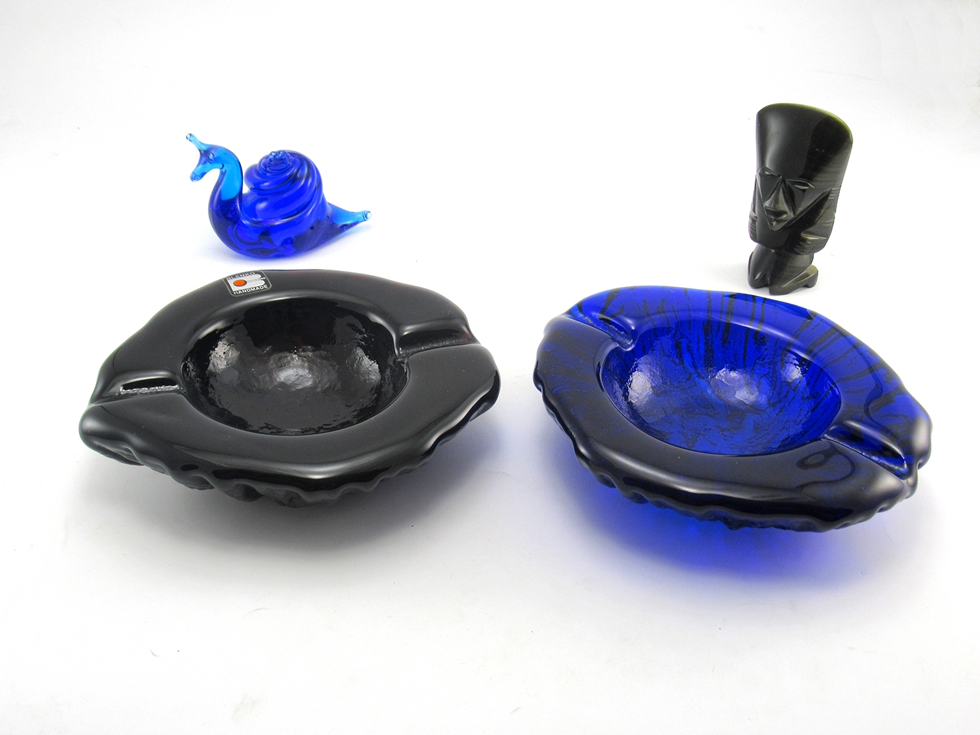 Cobalt Blue Glass Ashtray Blenko Lava Retro Modern - Image 5