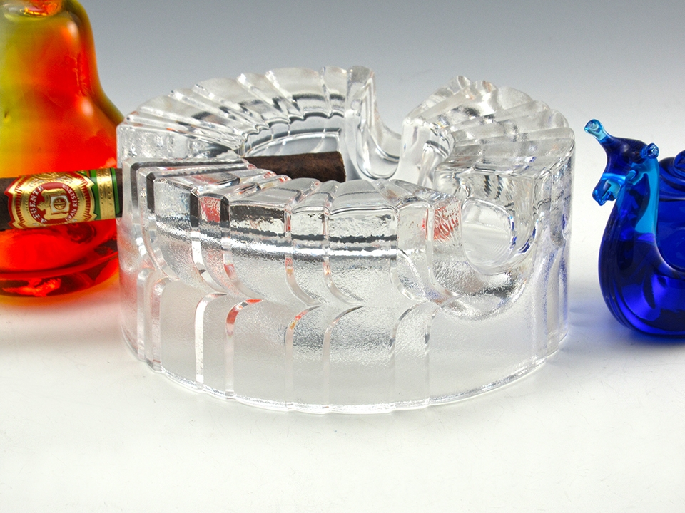 Modernist Luxury Crystal Cigar Ashtray Rosenthal Signed