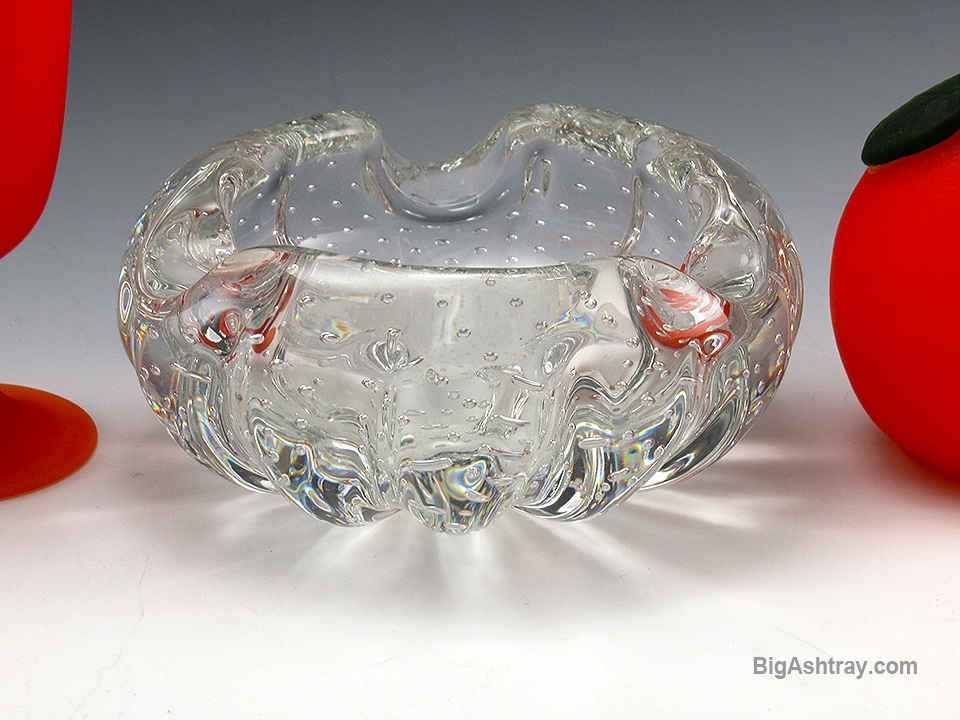 Luxury Blown Crystal Cigar Ashtray with Internal Bubbles - Image 2