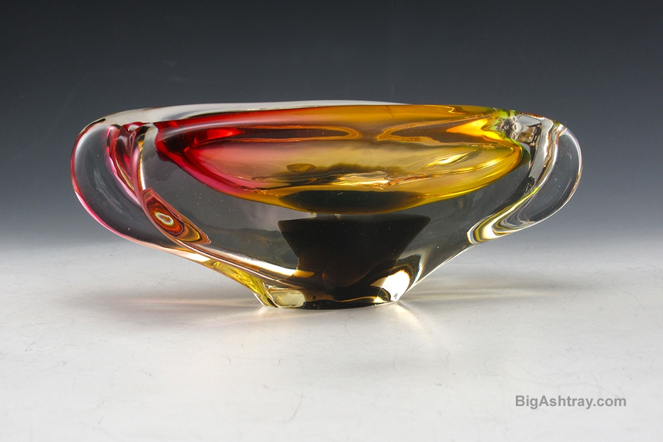 Mid-Century Modern Czech Art Glass Ashtray with Bohemia Label