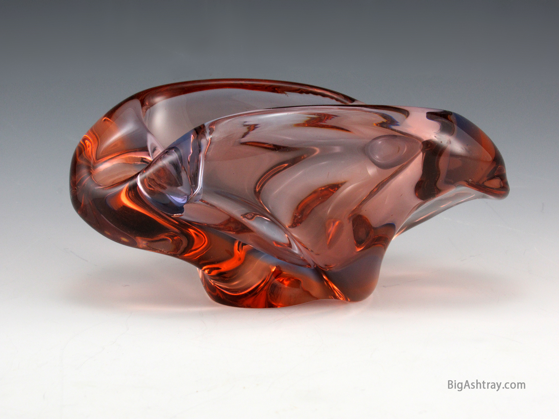 Mid-Century Modern Czech Glass Freeform Art Glass Ashtray