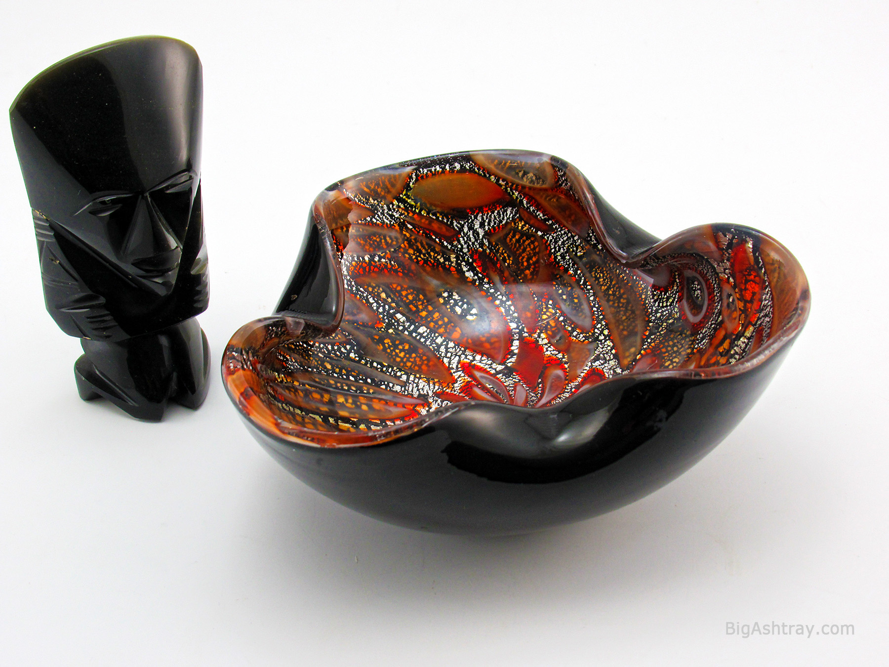 Mid-Century Murano Art Glass Ashtray Bowl Cane Jungle Decor - Image 4
