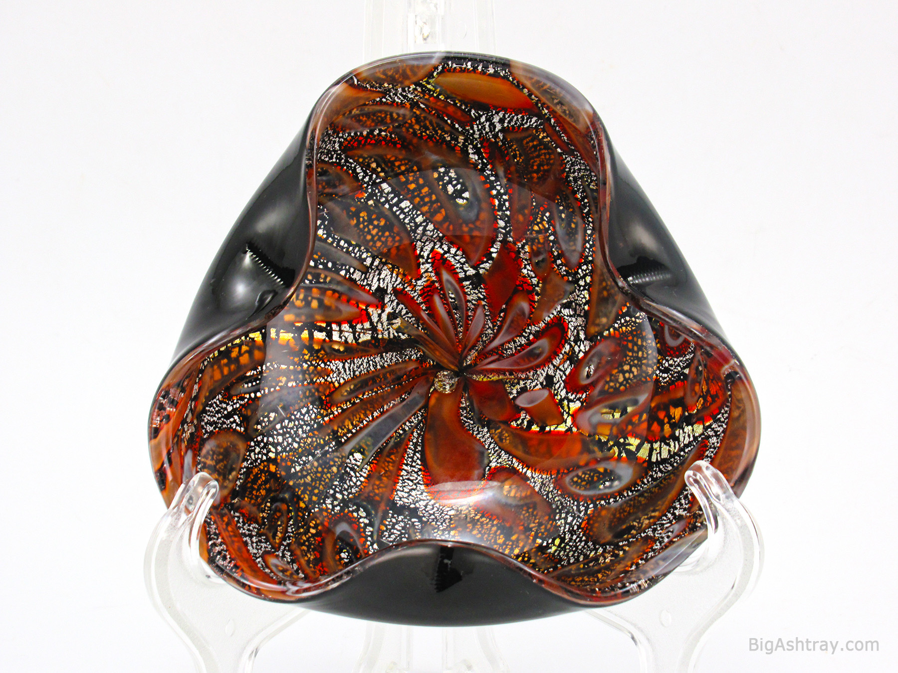 Mid-Century Murano Art Glass Ashtray Bowl Cane Jungle Decor - Image 3