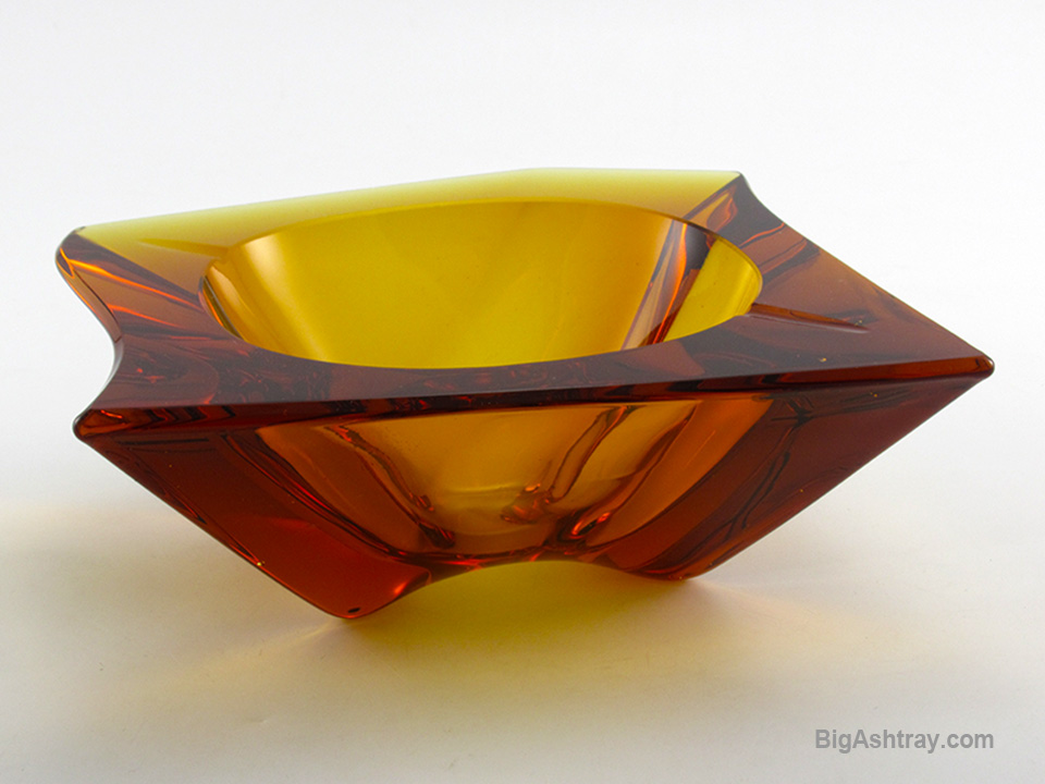 Dazzling Amber Crystal Ashtray Mid-Century Modern High Quality - Image 3