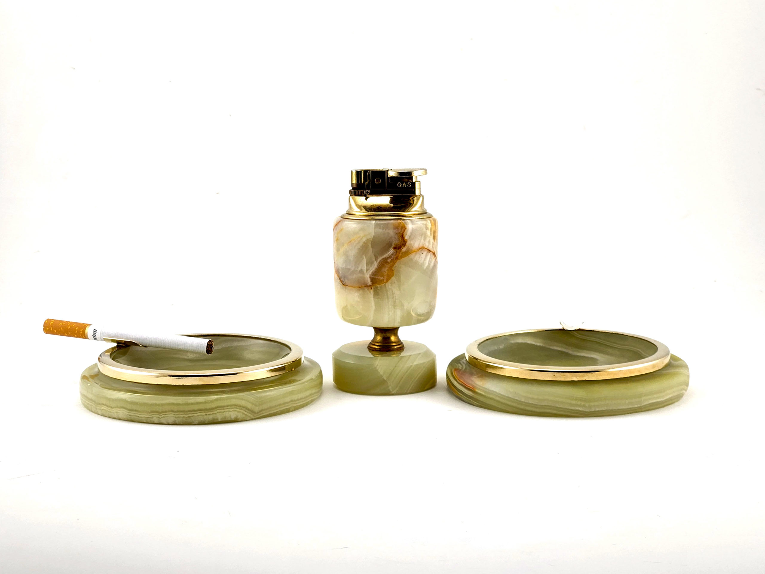 Vintage Italian Marble Ashtray Set with Matching Working Lighter - Image 3