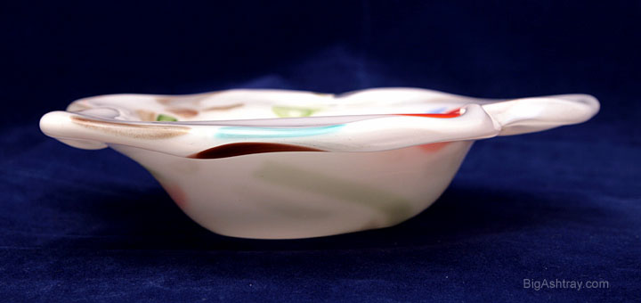 Murano Art Glass Cased Lattimo and Cane Wide Rim Bowl - Image 3