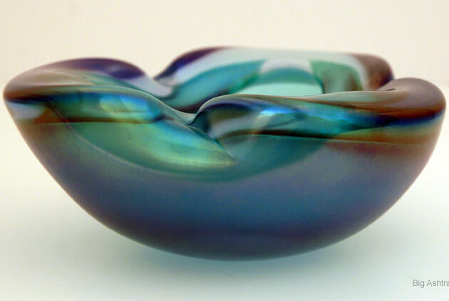 Murano Barbini Iridato Hand Blown Art Glass Ashtray