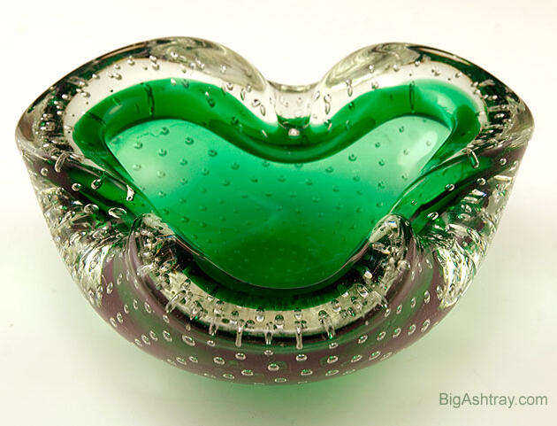 Murano Cased Glass Ashtray with Concentric Bubbles