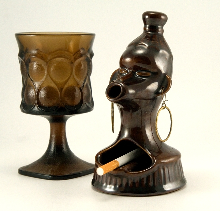 Smoking Native Figural Ashtray with Real Earrings - Image 2