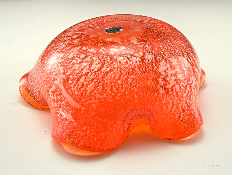 Retro Mod Japanese Murano Orange Sparkle Ashtray - Image 5