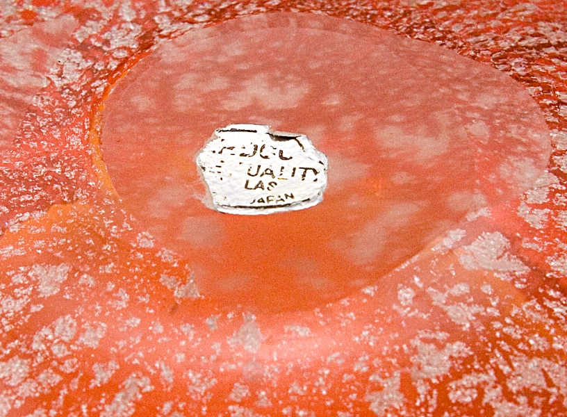 Retro Mod Japanese Murano Orange Sparkle Ashtray - Image 4