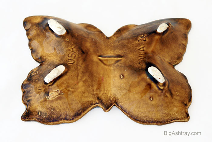 Red Winged Butterfly Vintage Pottery Ashtray - Image 2