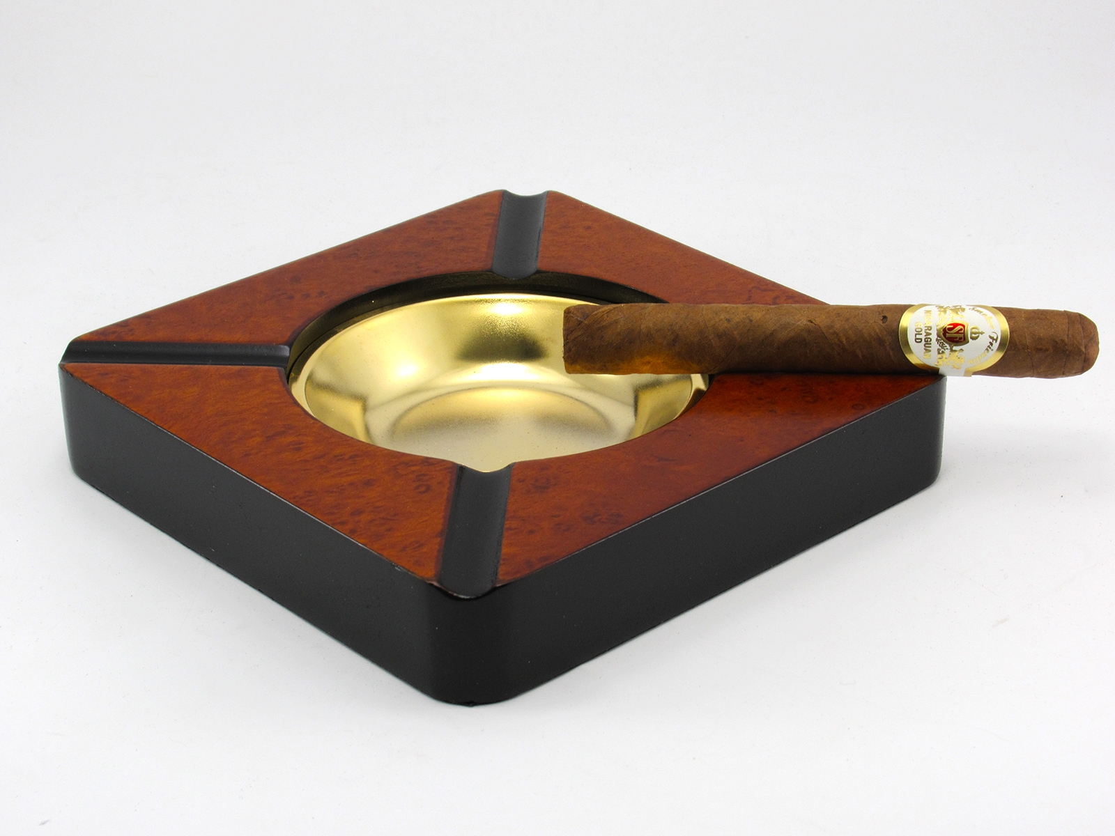 Four Finger Cigar Ashtray in Redwood Finish - Image 2