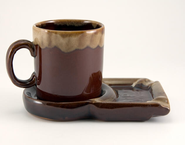 Redware Pottery Sip n Smoke Coffee Break Kit from the 1950s