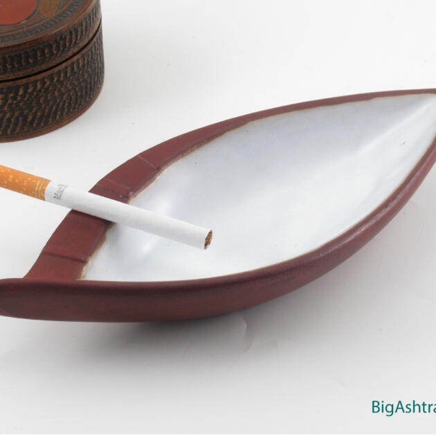 Mid-Century Modern Ashtray Redware and Pearl Hand-Crafted