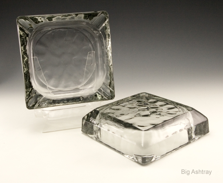 Pair of Large Post Modern Hammered Glass Cigar Ashtrays - Image 2