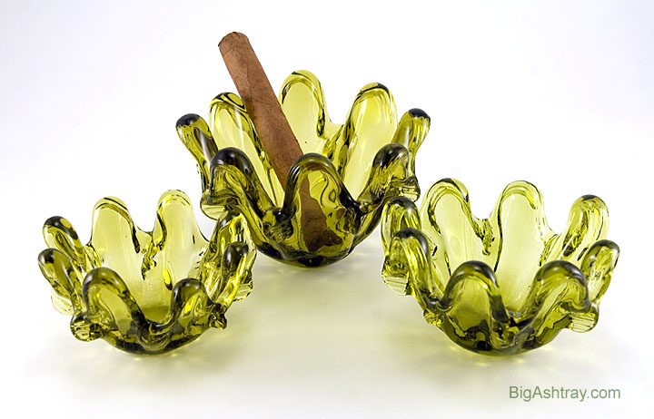 Retro Glass Stacking Mid-Century Modern Ashtrays - Image 3