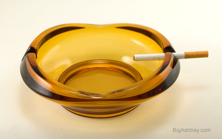 Retro Modern Amber Glass Stacking Ashtrays - Image 4