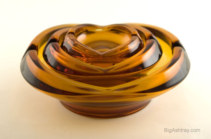 Retro Modern Amber Glass Stacking Ashtrays