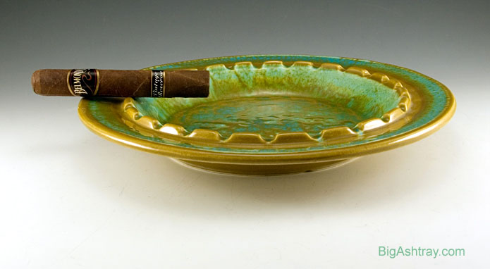 Retro Modern Handmade Turquoise Pottery Multi-Smoker Ashtray - Image 2