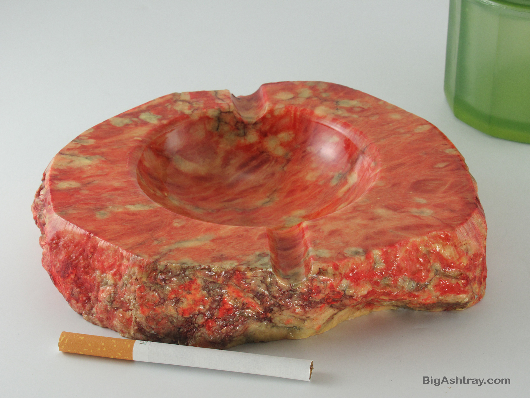 Vintage Alabaster Groovy Orange Ashtray Mid-Century Italy Label - Image 6