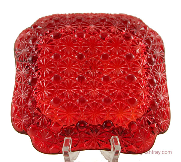 Ruby Glass Buttons and Bows Vintage Ashtray - Image 2