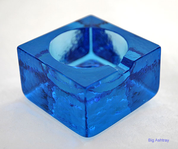 Scandinavian Blue Ice Block Glass Single Rest Ashtray