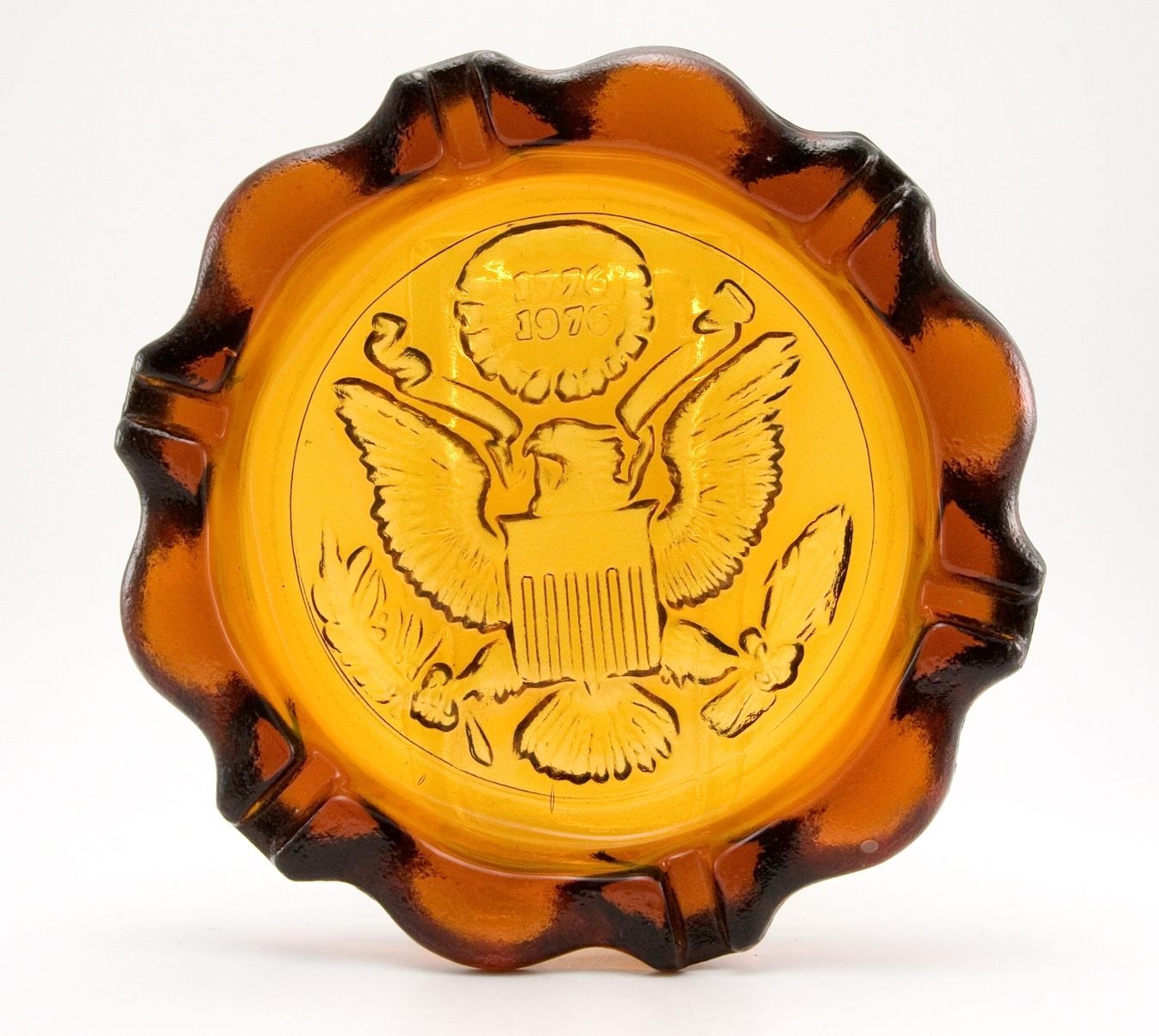 Huge Glass Cigar Ashtray Bi Centennial USA Eagle - Image 4