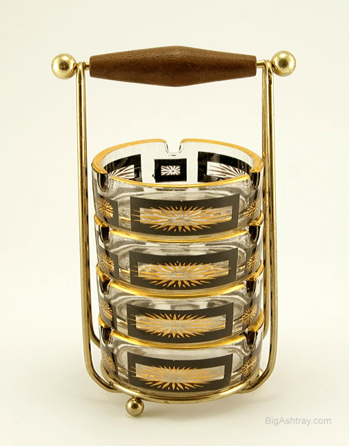 Set of Atomic Era Starburst Ashtrays with Caddy - Image 2