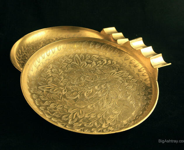 Set of Two Large Vintage Brass Cigar Ashtrays