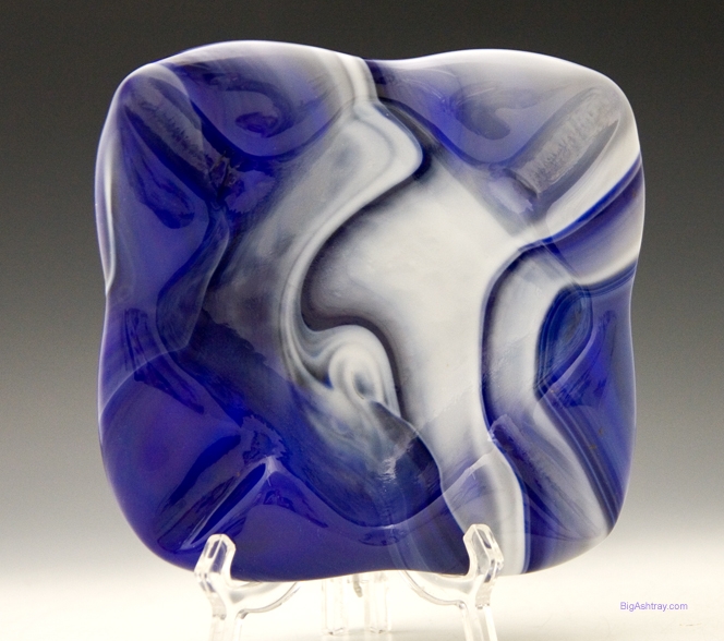 Blue Berries and Cream Slag Glass Cigar Ashtray - Image 3