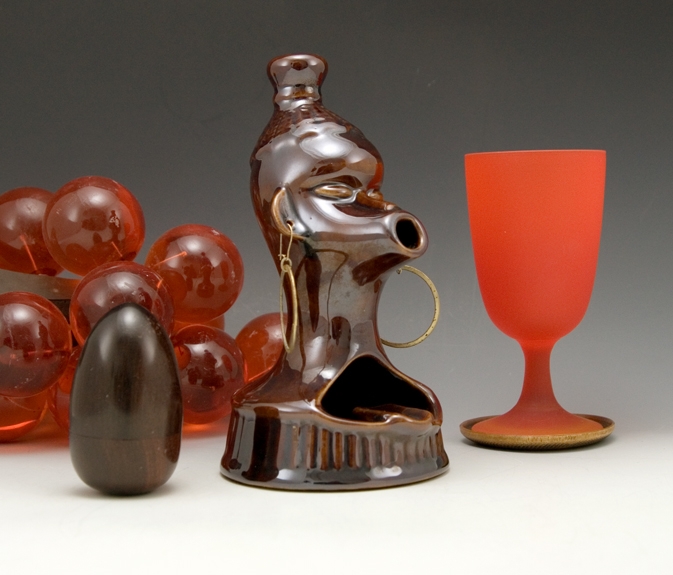 Smoking Native Figural Ashtray with Real Earrings - Image 3