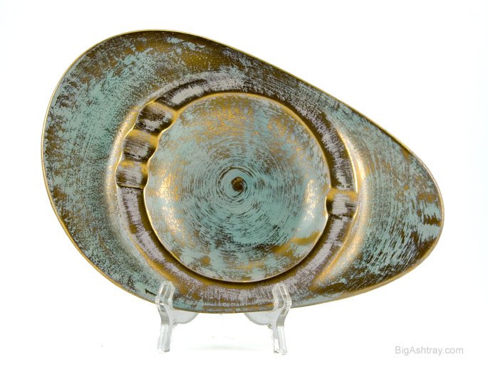 Stangl Mid-Century Mod Gold and Turquoise Ashtray